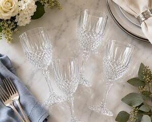 Cristal d'Arques Longchamp Crystal Water Goblets Set of 4 France